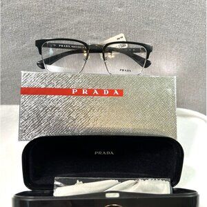 Prada Eyeglasses Mens Black Matte OPR 54IV 1BO101 53mm Made Italy Designer Frame